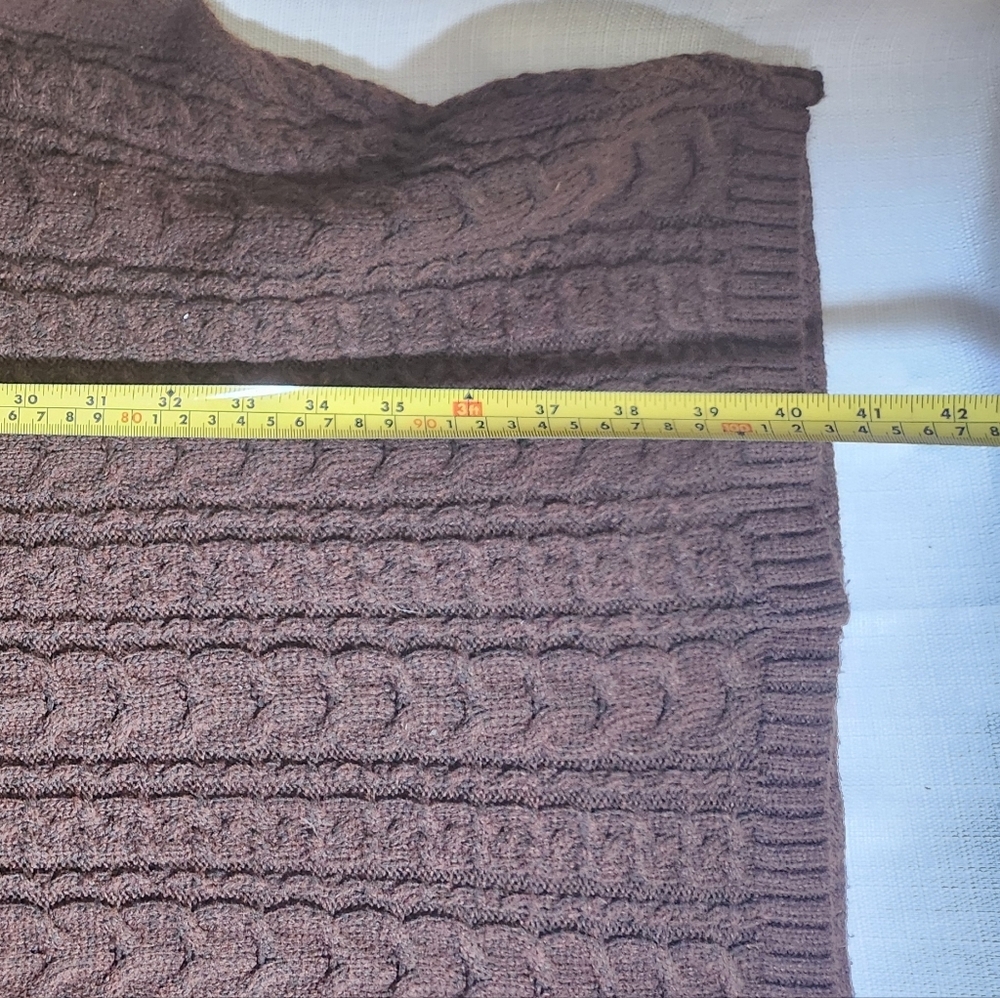 Rachel Zoe Cable Knit Dark Brown Poncho Sweater O/S - Picture 4 of 9